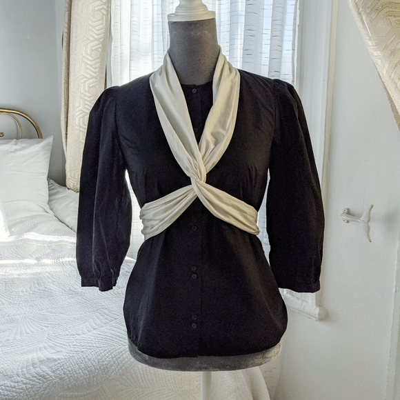 COS multi way cotton pussy bow shirt blouse - Picture 3 of 12